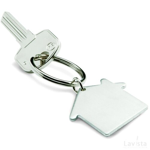 Metalen sleutelhanger huis Heim mat zilver