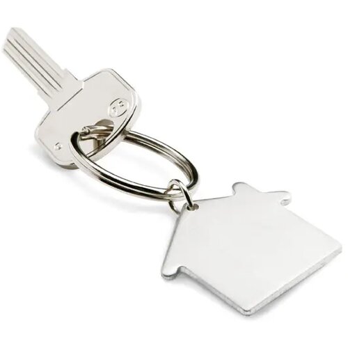 Metalen sleutelhanger huis Heim mat zilver