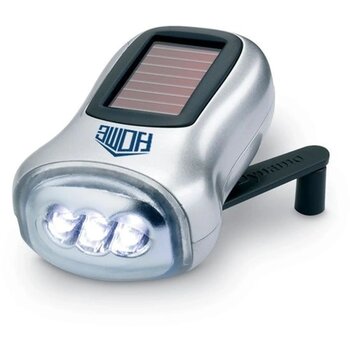 LED zaklamp op zonne-energie en dynamo Zilver
