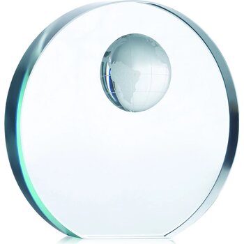 Glazen trofee met wereldbol Mondal transparant