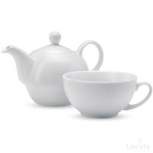 Theepot met kopje Tea time wit