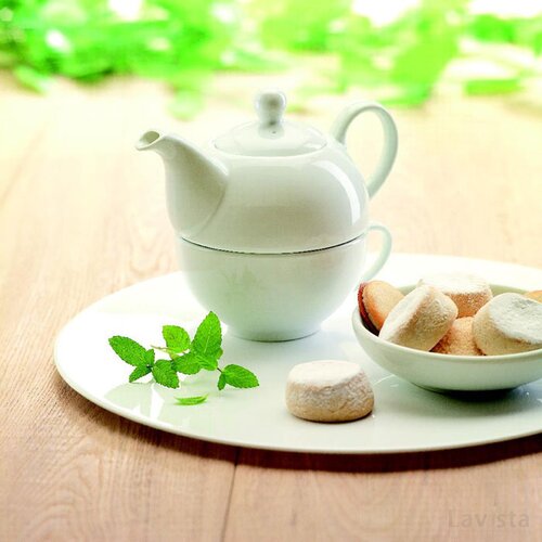 Theepot met kopje Tea time wit