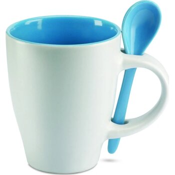 Mok met bijpassende lepel Dual blauw