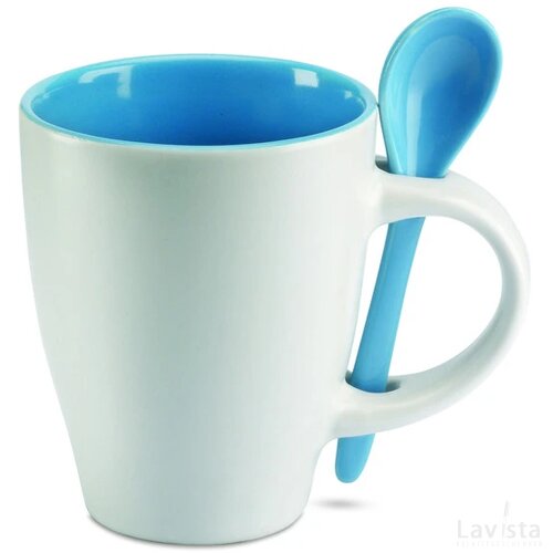 Mok met bijpassende lepel Dual blauw