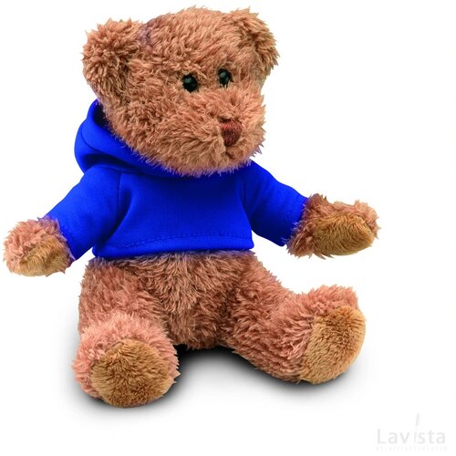 Teddybeer met sweatshirt Johnny blauw