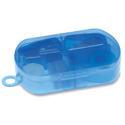 Bureauset in kunststof doosje Burobox transparant blauw