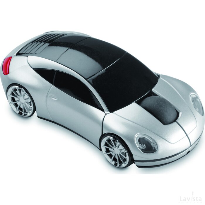 Autovormige draadloze muis Speed mat zilver