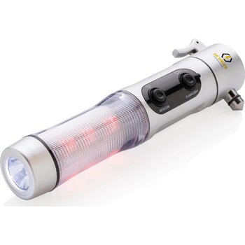 Veiligheidszaklamp met noodhamer zilver