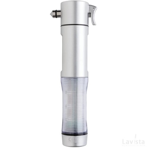Veiligheidszaklamp met noodhamer zilver
