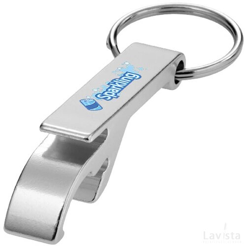 Sleutelhanger met fles- en blikopener Zilver