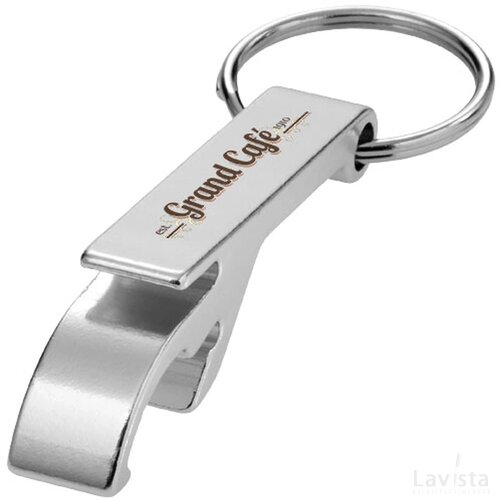 Sleutelhanger met fles- en blikopener Zilver