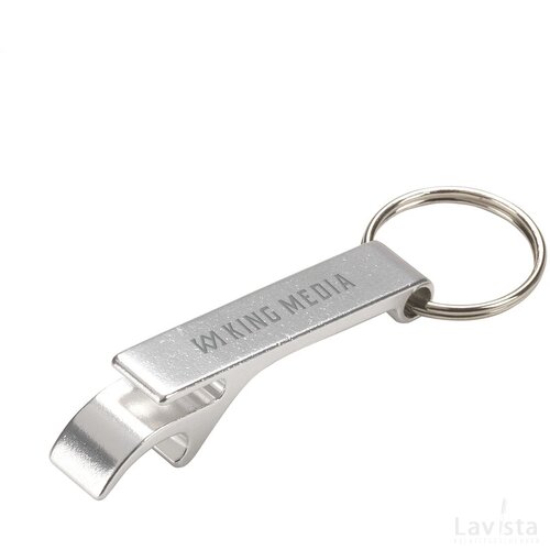 Sleutelhanger met fles- en blikopener Zilver