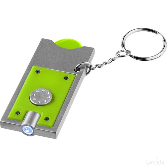 Allegro sleutelhanger met munthouder en lampje Lime,Zilver Lime, Zilver Lime/Zilver