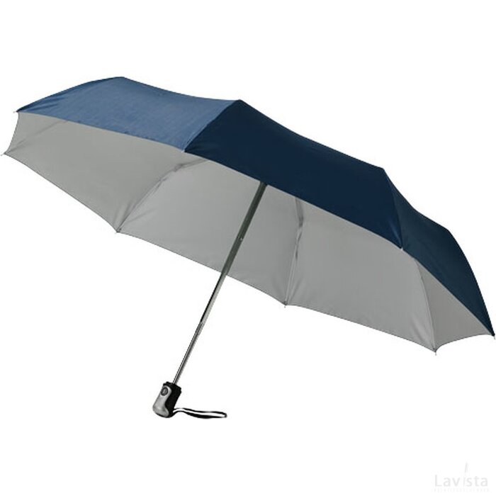 Alex 21.5'' 3 sectie automatische paraplu Navy,Zilver Navy, Zilver Navy/Zilver