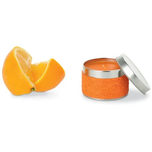 Geurkaars in blikje Delicious oranje