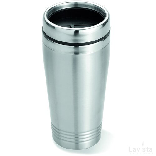 Dubbelwandige reisbeker 400 ml Rodeodrive mat zilver