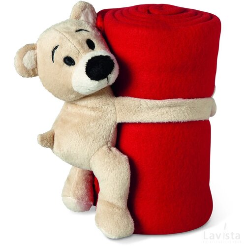 Fleece deken met beer Manta rood