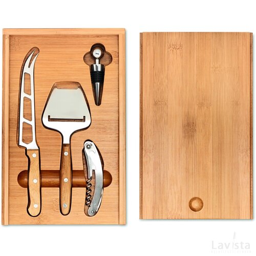 Kaas- en wijnset Wine&cheese hout
