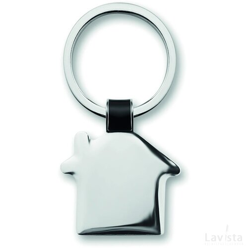 Metalen sleutelhanger huis Housy zwart