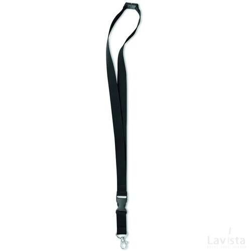 Lanyard, metalen haak. 20 mm Lany zwart