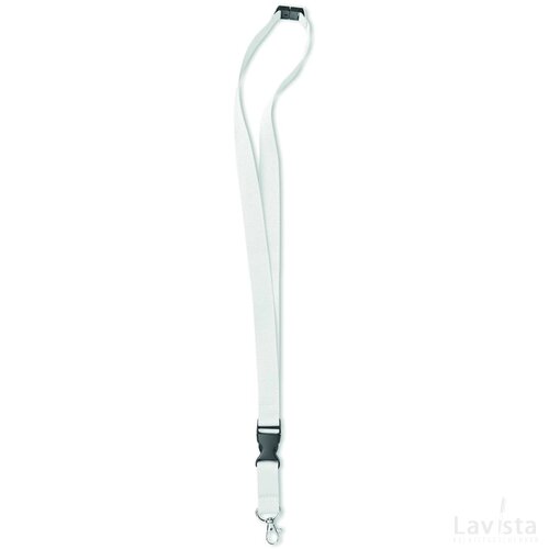 Lanyard, metalen haak. 20 mm Lany wit