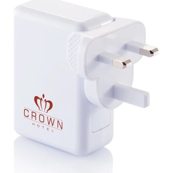 Reisstekker met 4 USB poorten wit