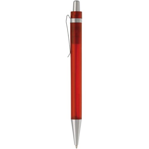 Balpen Antarctica metalen clip frosted rood