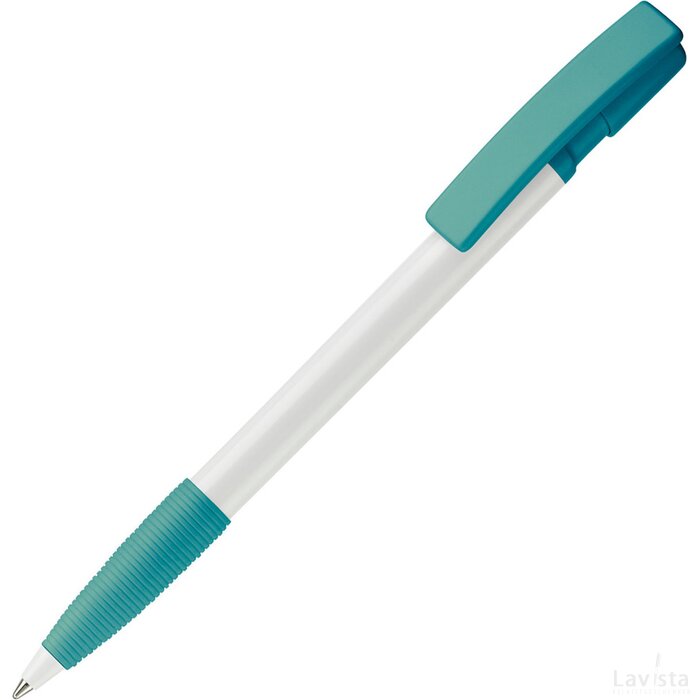Balpen Nash grip hardcolour wit / turquoise