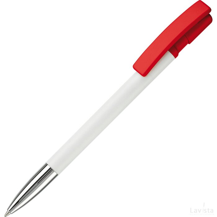 Balpen Nash metal tip hardcolour wit / rood