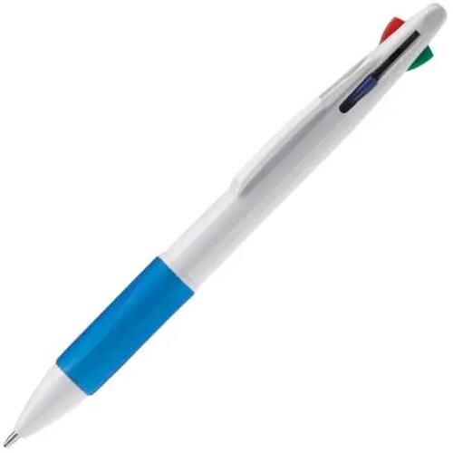 Balpen 4 kleuren hardcolour wit / blauw