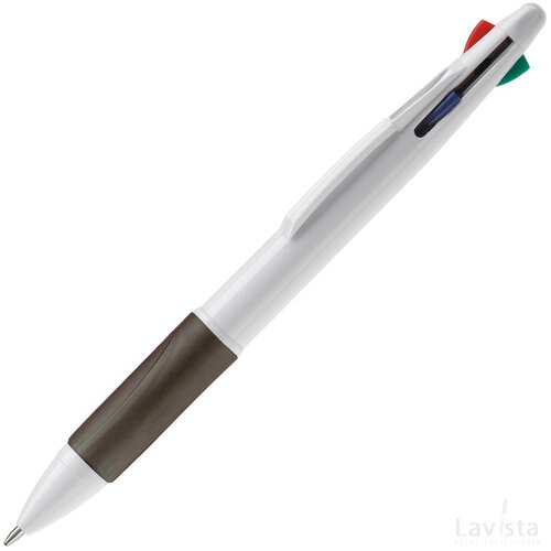 Balpen 4 kleuren hardcolour wit / zwart