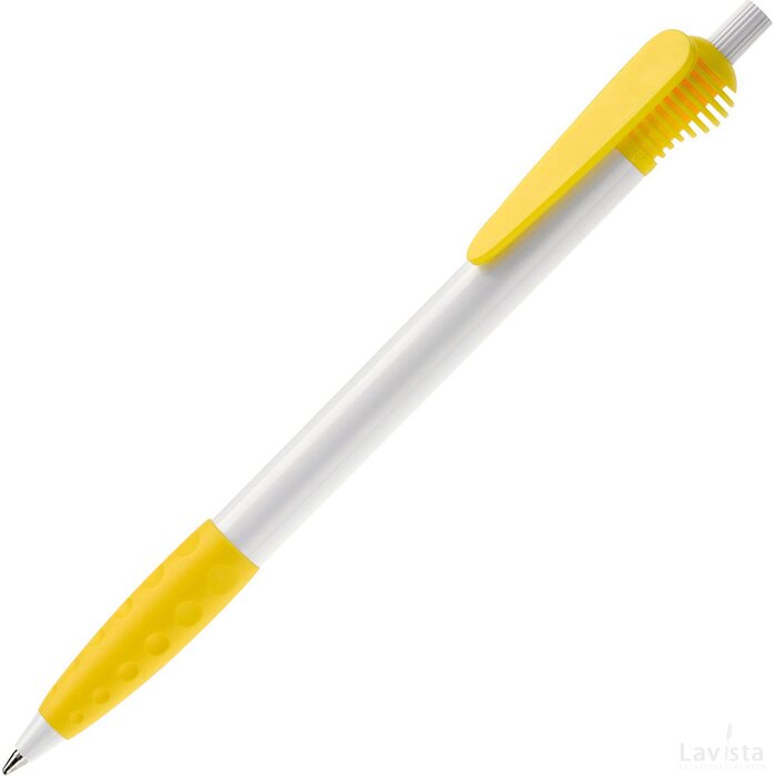 Balpen Cosmo grip hardcolour wit / geel