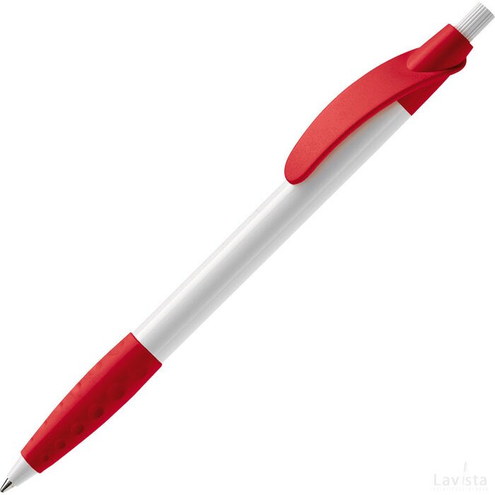 Balpen Cosmo grip hardcolour wit / rood