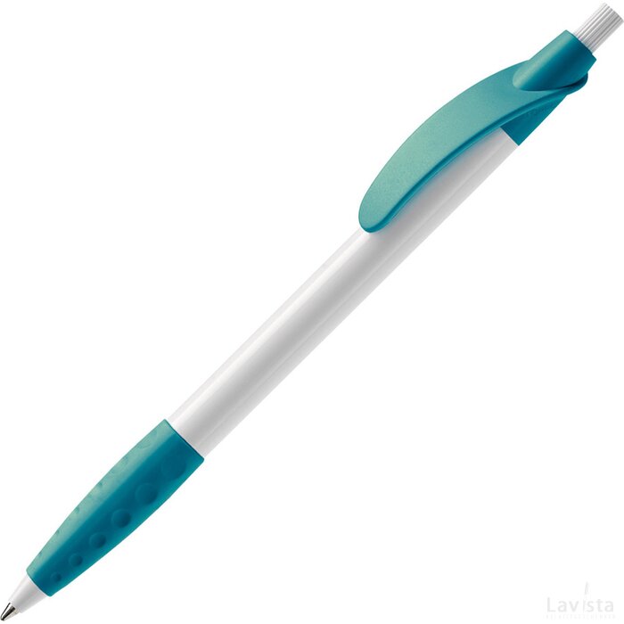 Balpen Cosmo grip hardcolour wit / turquoise
