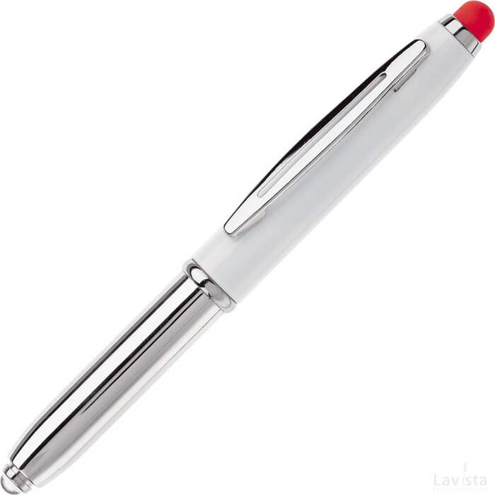 Balpen Shine stylus metaal wit / rood