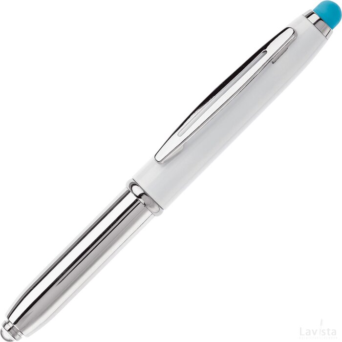 Balpen Shine stylus metaal wit / licht blauw