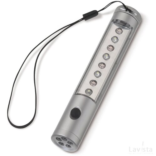 Zaklamp aluminium magneet zilver