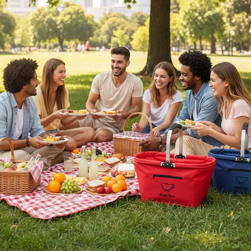 Picknickmand opvouwbaar 600D rood