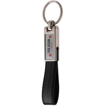 Sleutelhanger met leren bandje Zwart
