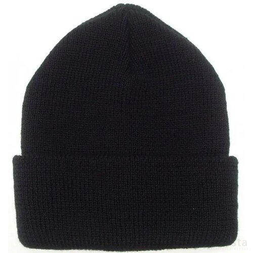 Gebreide Wintermuts 50%wol/50%acryl Zwart