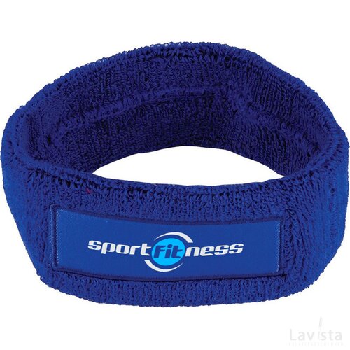 Hoofd zweetband met label Marine blauw